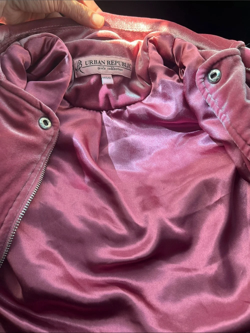 Urban Republic Girls Pink Velvet Moto Jacket Size 5/6